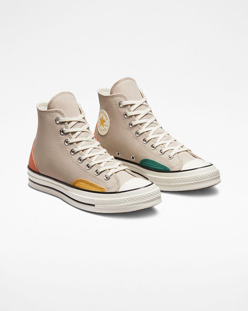 Dámské Boty Vysoké Converse Chuck 70 Color Block Béžový Zelene Oranžové | CZ TFGQ06